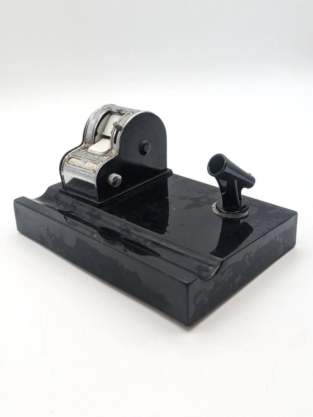Vintage Perpetual Calendar Pen Holder Office Desk Top Black 6